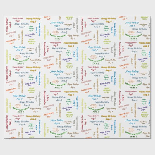 August, 6 Geburtstagsgeschenkpapier Geschenkpapier (Flach)
