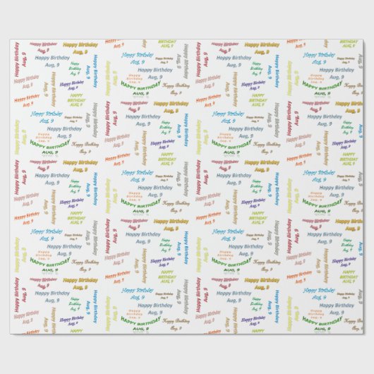 August, 9 Geburtstagsgeschenkpapier Geschenkpapier (Flach)