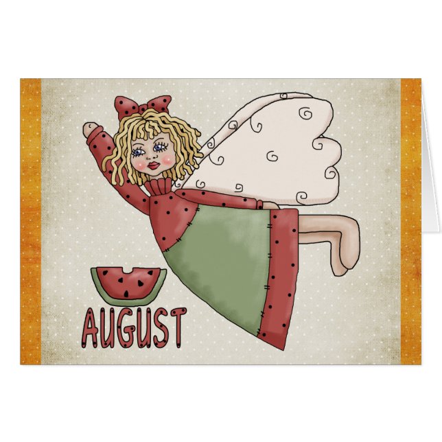 August Angel Blank Grußkarte (Vorderseite (Horizontal))