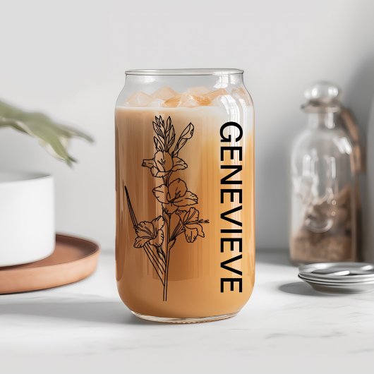 August Birth Blume Gladiolus mit Individuelle Name Dosenglas