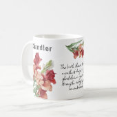 August Birth Blume Gladiolus Name hinzufügen Kaffeetasse (Vorderseite Links)