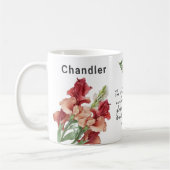 August Birth Blume Gladiolus Name hinzufügen Kaffeetasse (Links)