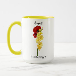 August Birth Blume Gladiolus und Poppy Tasse
