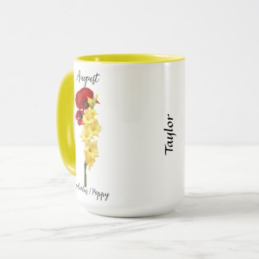 August Birth Blume Gladiolus und Poppy Tasse (Vorderseite Links)