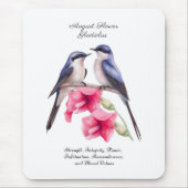 August Birth Monat Blume Gladiolus mit Vögeln Mousepad (Vorne)