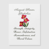 August Birth Month Blume Gladiolus Birth Gift Magnetkarte (Vorderseite)