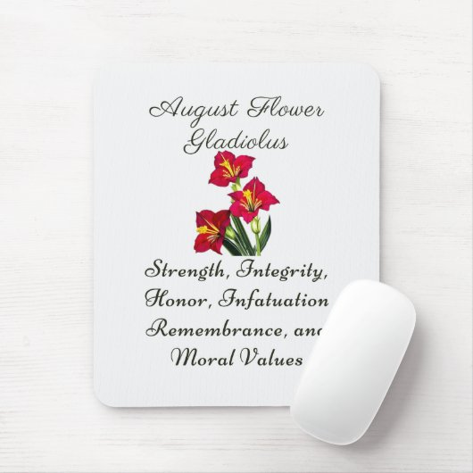 August Birth Month Blume Gladiolus Birth Gift Mousepad (Mit Mouse)