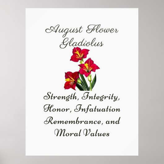 August Birth Month Blume Gladiolus Birth Gift Poster (Vorne)