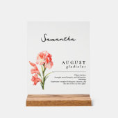 August Birth Month Blume Gladiolus Personalisiert Acrylschild (Vorderseite)