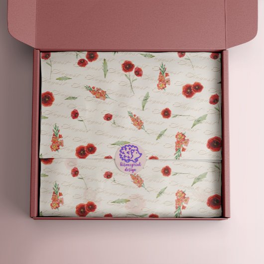 August Birth Month Blume Poppy Gladiolus Seidenpapier