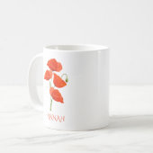 August Birth Month Blume Rote Poppies Kaffeetasse (Vorderseite Links)