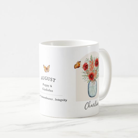 August Birth Month Flower Mug Kaffeetasse (VorderseiteRechts)