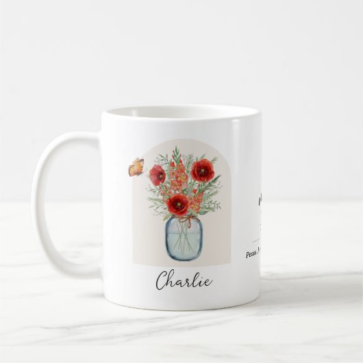 August Birth Month Flower Mug Kaffeetasse (Links)