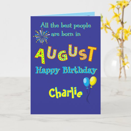August Birthday Folded Greeting Card Karte (Gelbe Blume)