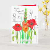 August Birthday Gladiolus Red Poppy Birth Blume Karte (Gelbe Blume)