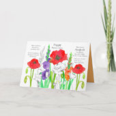 August Birthday Orange Gladiolus Red Poppy Blume Karte (Vorderseite)