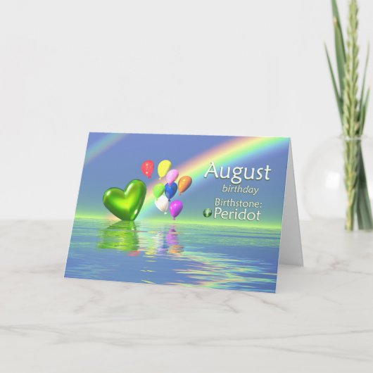 August Birthday Peridot Heart Karte (Vorderseite)