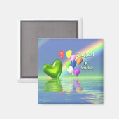 August Birthday Peridot Heart Magnet (Vorderseite/Rückseite)