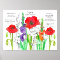 August Birthday Poppies Gladiolus Birth Blume