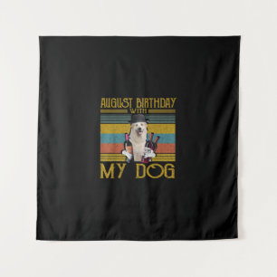 August Birthday With My Great Pyrenees Dog 2020 Wandteppich