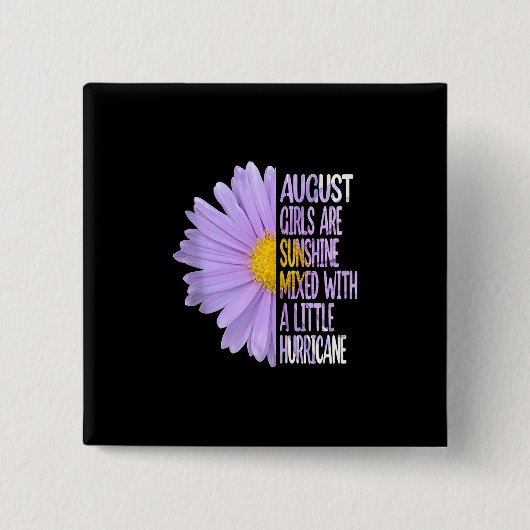 August Birthday Womens Gift Funny Daisy Aster Gesc Button (Vorderseite)