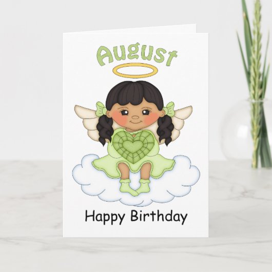 August Birthstone Angel Black Birthday Card Karte (Vorderseite)