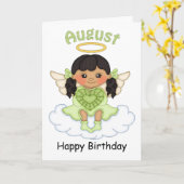 August Birthstone Angel Black Birthday Card Karte (Gelbe Blume)