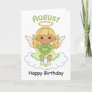 August Birthstone Angel Blonde Geburtstagskarte Karte