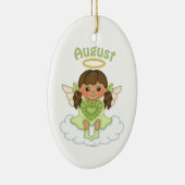 August Birthstone Angel Brünett Keramik Ornament (Rechts)