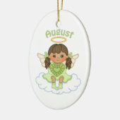 August Birthstone Angel Brünett Keramik Ornament (Links)