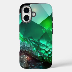 August Birthstone Peridot Abstrakt Neon Crystal iPhone 16 Hülle