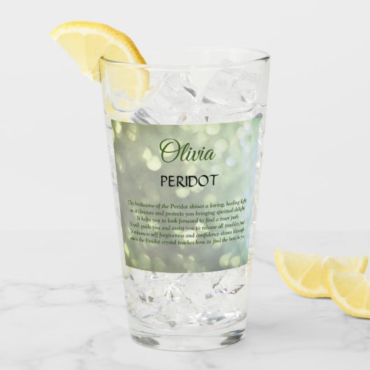 August Birthstone Peridot Design Glas (Vorderseite Ice)