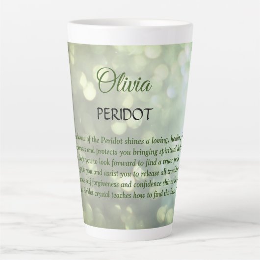August Birthstone Peridot Design Milchtasse (Vorderseite)
