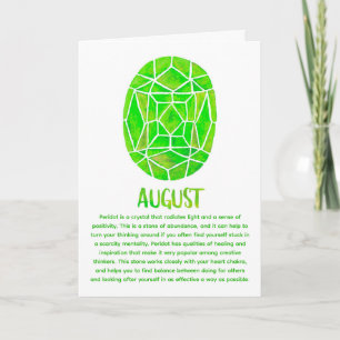 August Birthstone Peridot Geburtstagsfarbe Karte
