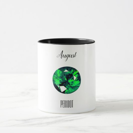 August Birthstone Peridot Gemstone Art Tasse (Zentrum)