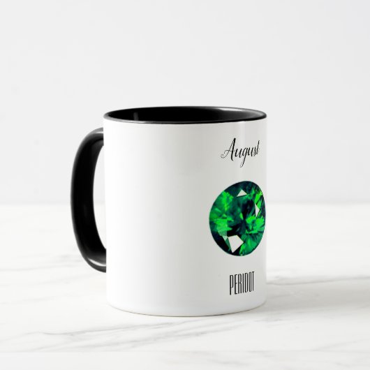 August Birthstone Peridot Gemstone Art Tasse (Vorderseite Links)