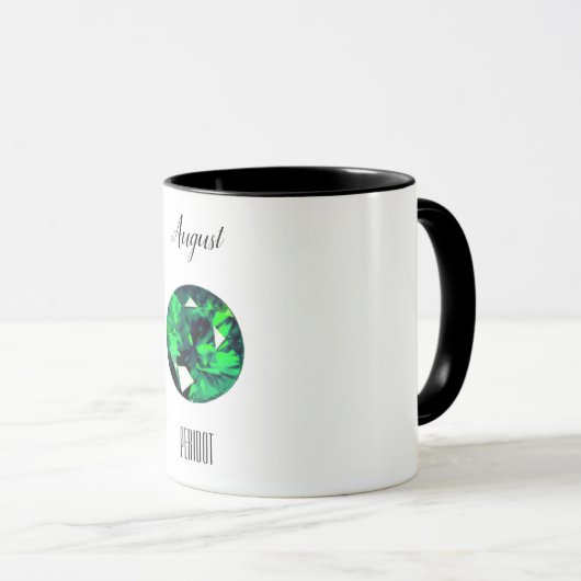 August Birthstone Peridot Gemstone Art Tasse (VorderseiteRechts)