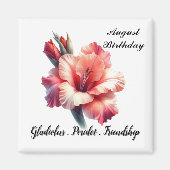 August Birthstone Peridot und Gladiolus Magnet (Vorne)