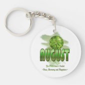 August Birthstone-Schlüsselring mit Namen Schlüsselanhänger (Vorderseite)