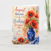 August-Blüten & Geburtstagswünsche Mohn Geburtstag Karte (Vorderseite)
