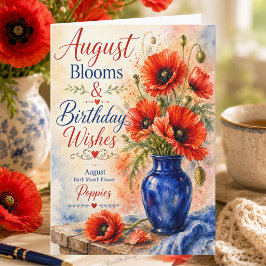 August-Blüten & Geburtstagswünsche Mohn Geburtstag Karte