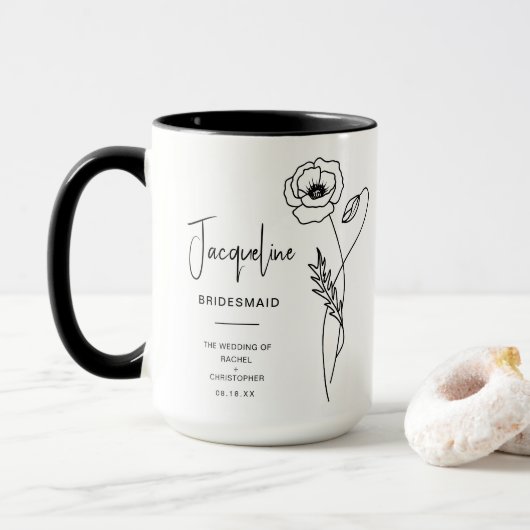 August Bridesmaid | Poppy Birth Blume Tasse (Mit Donut)