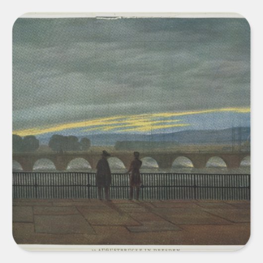 August Bridge in Dresden Quadratischer Aufkleber (Vorderseite)