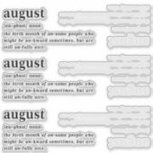 August Definition Geburtstag Aufkleber (Vorderseite)