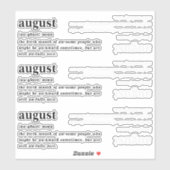 August Definition Geburtstag Aufkleber (Blatt)