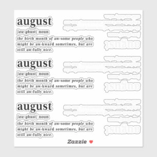August Definition Geburtstag Aufkleber
