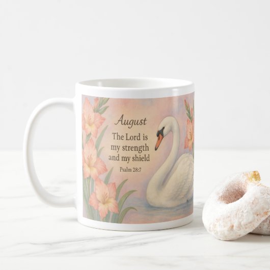 August Flamingo Bibelvers Christlicher Geburtstag  Kaffeetasse (Mit Donut)