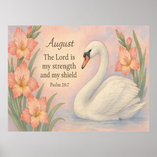 August-Flamingo-Bibelvers Christlicher Geburtstag Poster (Vorne)