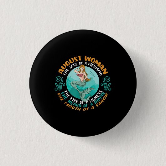 August Frau Soul von Meerjungfrau Leo Zodiac Gebur Button (Vorderseite)
