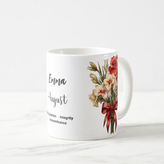 August Geburt Blume Gladiolus Kaffeetasse (VorderseiteRechts)